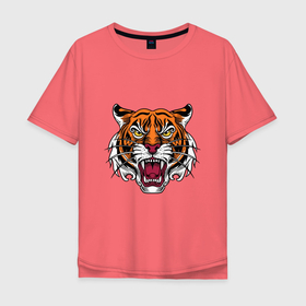 Мужская футболка хлопок Oversize с принтом Style   Tiger , 100% хлопок | свободный крой, круглый ворот, “спинка” длиннее передней части | 2022 | animal | cat | lion | tiger | год тигра | животные | зверь | зубы | кот | кошка | лев | охотник | полосатый | природа | тигр | тигренок | тигрица | хищник