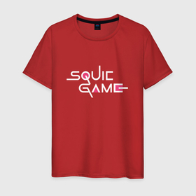 Мужская футболка хлопок с принтом Squid Game игра на выживание , 100% хлопок | прямой крой, круглый вырез горловины, длина до линии бедер, слегка спущенное плечо. | squid game | игра на выживание | корейский сериал про кальмара | королевская битва | ли чон чжэ | ли ю ми | хван дон хёк