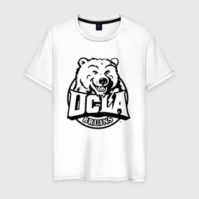 Мужская футболка хлопок с принтом UCLA в Белгороде, 100% хлопок | прямой крой, круглый вырез горловины, длина до линии бедер, слегка спущенное плечо. | ucla | вуз | калифорнийский университет | калифорния | лосанджелес | сша