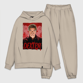 Мужской костюм хлопок OVERSIZE с принтом Dexter Декстер постер ,  |  | dexter | dexter morgan | брызги крови | декстер | кровь | майами | постер | судмедэксперт