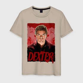 Мужская футболка хлопок с принтом Dexter Декстер постер в Белгороде, 100% хлопок | прямой крой, круглый вырез горловины, длина до линии бедер, слегка спущенное плечо. | dexter | dexter morgan | брызги крови | декстер | кровь | майами | постер | судмедэксперт