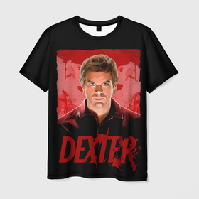 Мужская футболка 3D с принтом Dexter Декстер портрет постер в Курске, 100% полиэфир | прямой крой, круглый вырез горловины, длина до линии бедер | blood | dexter | dexter morgan | декстер | кровь | майами | мясник | постер | правосудие | судмедэксперт