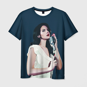 Мужская футболка 3D с принтом Лана с микрофоном в Тюмени, 100% полиэфир | прямой крой, круглый вырез горловины, длина до линии бедер | lana del ray | pop music | исполнитель | исполнительница | лана дел рэй | музыка | поп | попса