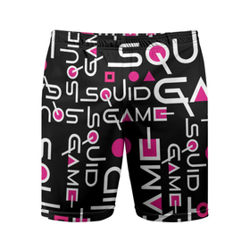 Мужские шорты спортивные с принтом SQUID GAME ЛОГО PINK ,  |  | 001 | 067 | 456 | netflix | pink | squid game | игра | игра в кальмара | квадрат | круг | нетфликс | распорядитель | сериал | стражи | треугольник