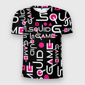 Мужская футболка 3D Slim с принтом SQUID GAME ЛОГО PINK в Новосибирске, 100% полиэстер с улучшенными характеристиками | приталенный силуэт, круглая горловина, широкие плечи, сужается к линии бедра | Тематика изображения на принте: 001 | 067 | 456 | netflix | pink | squid game | игра | игра в кальмара | квадрат | круг | нетфликс | распорядитель | сериал | стражи | треугольник