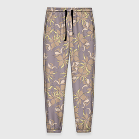 Мужские брюки 3D с принтом цветочный принт с лилиями в Тюмени, 100% полиэстер | манжеты по низу, эластичный пояс регулируется шнурком, по бокам два кармана без застежек, внутренняя часть кармана из мелкой сетки | 
