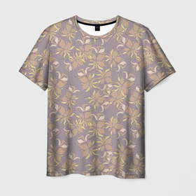 Мужская футболка 3D с принтом цветочный принт с лилиями в Тюмени, 100% полиэфир | прямой крой, круглый вырез горловины, длина до линии бедер | 