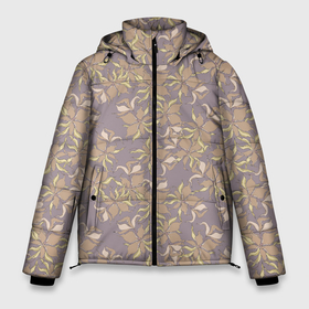 Мужская зимняя куртка 3D с принтом цветочный принт с лилиями в Новосибирске, верх — 100% полиэстер; подкладка — 100% полиэстер; утеплитель — 100% полиэстер | длина ниже бедра, свободный силуэт Оверсайз. Есть воротник-стойка, отстегивающийся капюшон и ветрозащитная планка. 

Боковые карманы с листочкой на кнопках и внутренний карман на молнии. | 