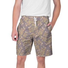 Мужские шорты 3D с принтом цветочный принт с лилиями в Тюмени,  полиэстер 100% | прямой крой, два кармана без застежек по бокам. Мягкая трикотажная резинка на поясе, внутри которой широкие завязки. Длина чуть выше колен | 