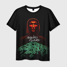 Мужская футболка 3D с принтом Распорядитель игр , 100% полиэфир | прямой крой, круглый вырез горловины, длина до линии бедер | зло | игры | кальмар | персонаж | распорядитель