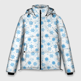 Мужская зимняя куртка 3D с принтом Снежинки (снежные узоры) в Тюмени, верх — 100% полиэстер; подкладка — 100% полиэстер; утеплитель — 100% полиэстер | длина ниже бедра, свободный силуэт Оверсайз. Есть воротник-стойка, отстегивающийся капюшон и ветрозащитная планка. 

Боковые карманы с листочкой на кнопках и внутренний карман на молнии. | merry christmas | дед мороз | ёлка | зима | мороз | новый год | подарок | праздник | рождество | с новым годом | сантаклаус | снег | снеговик | снегурочка | снежинки | снежные узоры | узоры