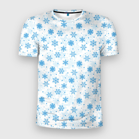 Мужская футболка 3D спортивная с принтом Снежинки (снежные узоры) в Тюмени, 100% полиэстер с улучшенными характеристиками | приталенный силуэт, круглая горловина, широкие плечи, сужается к линии бедра | merry christmas | дед мороз | ёлка | зима | мороз | новый год | подарок | праздник | рождество | с новым годом | сантаклаус | снег | снеговик | снегурочка | снежинки | снежные узоры | узоры