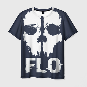 Мужская футболка 3D с принтом Череп FLO в Тюмени, 100% полиэфир | прямой крой, круглый вырез горловины, длина до линии бедер | рок | рэп | сталкер | стиль | череп