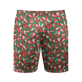 Мужские шорты спортивные с принтом Абстракция из красных и зеленых треугольников в Тюмени,  |  | abstraction | lines | triangles | абстракция | зеленый | коричневый | красный | линии | молодежный | розовый | треугольники | узор | фигуры