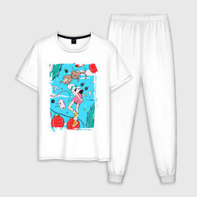 Мужская пижама хлопок с принтом Тихиро Унесенные призраками , 100% хлопок | брюки и футболка прямого кроя, без карманов, на брюках мягкая резинка на поясе и по низу штанин
 | anime | аниме | миядзаки | тихиро | унесенные призраками | хаяо миядзаки