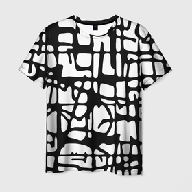 Мужская футболка 3D с принтом Черно Белый мотив Cantabrigiensia, подходящий для раскрашивания вручную в Новосибирске, 100% полиэфир | прямой крой, круглый вырез горловины, длина до линии бедер | Тематика изображения на принте: креативный шум | модный и пестрый | орнамент | раскраска | стильный мотив | чб | черно белое | элегантный