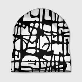 Шапка 3D с принтом Черно Белый мотив Cantabrigiensia, подходящий для раскрашивания вручную в Тюмени, 100% полиэстер | универсальный размер, печать по всей поверхности изделия | креативный шум | модный и пестрый | орнамент | раскраска | стильный мотив | чб | черно белое | элегантный