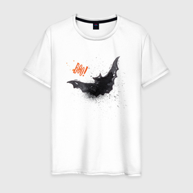 Мужская футболка хлопок с принтом Halloween bat (белый, хлопок) в Курске, 100% хлопок | прямой крой, круглый вырез горловины, длина до линии бедер, слегка спущенное плечо. | Тематика изображения на принте: fun | helloween | party | scary | вечеринка | день | духи | мрачно | оригинальный | подарок | праздник | привидение | пугать | святые | тыква | ужас | хэллоуин | черный | шарик