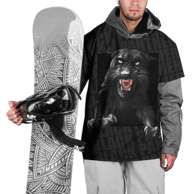 Накидка на куртку 3D с принтом Черная пантера Black panther в Кировске, 100% полиэстер |  | black panther | атака | дикая кошка | злость | красивая кошка | черная кошка | черная пантера | ярость
