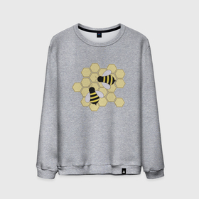 Мужской свитшот хлопок с принтом Пчелы рисунок в Тюмени, 100% хлопок |  | иллюстрация | мед | насекомые | полосатые | пчелы | рисунок | соты
