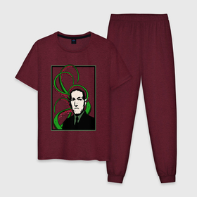 Мужская пижама хлопок с принтом Лавкрафт   Lovecraft в Екатеринбурге, 100% хлопок | брюки и футболка прямого кроя, без карманов, на брюках мягкая резинка на поясе и по низу штанин
 | Тематика изображения на принте: howard lovecraft | howard phillips lovecraft | lovecraft | octopus | говард лавкрафт | говард филлипс лавкрафт | зарубежные писатели | зов ктулху | классика | лавкрафт | лафкрвфт | литература | ловкрафт | мистика | осьминог