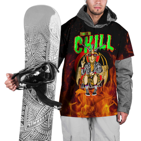 Накидка на куртку 3D с принтом Time to chill in fire в Кировске, 100% полиэстер |  | Тематика изображения на принте: демон | дьявол | кеды | огонь | очки | чер