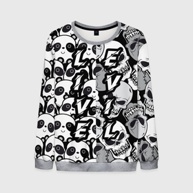 Мужской свитшот 3D с принтом LivEvil в Курске, 100% полиэстер с мягким внутренним слоем | круглый вырез горловины, мягкая резинка на манжетах и поясе, свободная посадка по фигуре | animals | black and white | evil | life | panda | popular print | skeleton | skull | top | trend | животные | жить | зло | панда | популярный принт | скилет | топ | тренд | череп | черно белый