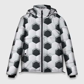 Мужская зимняя куртка 3D с принтом Текстура футбольного мяча в Тюмени, верх — 100% полиэстер; подкладка — 100% полиэстер; утеплитель — 100% полиэстер | длина ниже бедра, свободный силуэт Оверсайз. Есть воротник-стойка, отстегивающийся капюшон и ветрозащитная планка. 

Боковые карманы с листочкой на кнопках и внутренний карман на молнии. | background | ball | football | geometric shapes | geometry | hexagon | soccer ball | texture | геометрические фигуры | геометрия | мяч | мячик | текстура | фон | футбол | футбольный мяч | шестиугольники