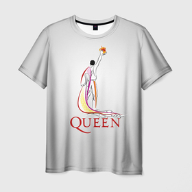 Мужская футболка 3D с принтом Фредди Меркьюри   Queen в Екатеринбурге, 100% полиэфир | прямой крой, круглый вырез горловины, длина до линии бедер | freddie mercury | queen | quen | глэм | квин | королева | куин | меркури | меркьюри | музыкант | мэркури | певец | песня | поп | рок группа | фаррух булсара | фредди | фреди | хард | хардрок