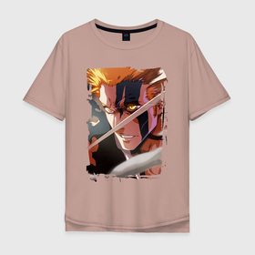 Мужская футболка хлопок Oversize с принтом Ичиго Куросаки, Блич , 100% хлопок | свободный крой, круглый ворот, “спинка” длиннее передней части | anime | bleach | kurosaki ichigo | аниме | блич | ичиго | куросаки | манга