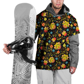 Накидка на куртку 3D с принтом Хохломa в Тюмени, 100% полиэстер |  | art | flowers | holoma | oldschool | листья | рисунок | роспись | холома | цветы