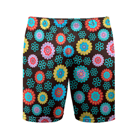 Мужские шорты спортивные с принтом Flоwers в Рязани,  |  | colour | flowers | texture | разноцветные | текстура | цветы