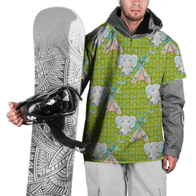 Накидка на куртку 3D с принтом Слоник и вигвам в Белгороде, 100% полиэстер |  | Тематика изображения на принте: вигвам | индеец | слон | слоненок | слоник