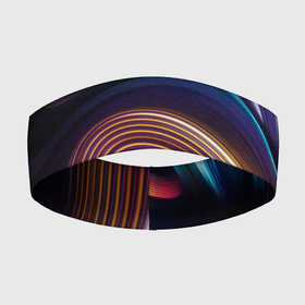 Повязка на голову 3D с принтом Цветные неоновые волны в Санкт-Петербурге,  |  | colorful waves | digital art | neon stripes | rainbow | абстракция | волны красок | неоновые волны | неоновый узор | цветные волны | цветные полосы