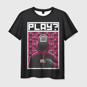 Мужская футболка 3D с принтом Поиграем в Кальмара в Белгороде, 100% полиэфир | прямой крой, круглый вырез горловины, длина до линии бедер | squid game | игра в кальмара | игра на выживание | сериал | сериалы