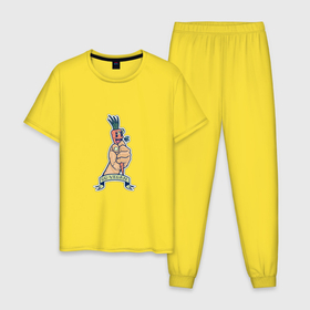 Мужская пижама хлопок с принтом души морковь в Петрозаводске, 100% хлопок | брюки и футболка прямого кроя, без карманов, на брюках мягкая резинка на поясе и по низу штанин
 | Тематика изображения на принте: vegan | веган | морковка | мулбтик | рука
