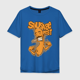 Мужская футболка хлопок Oversize с принтом Cartoon  sausage в Курске, 100% хлопок | свободный крой, круглый ворот, “спинка” длиннее передней части | cartoon | sausage | графити | мультик | сосиска