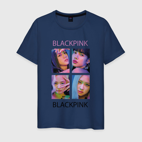 Мужская футболка хлопок с принтом BLACKPINK_черно розовые в Петрозаводске, 100% хлопок | прямой крой, круглый вырез горловины, длина до линии бедер, слегка спущенное плечо. | blakpink | how you like that | k pop | дженни | джису | лиса | розэ