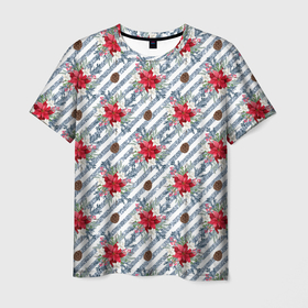 Мужская футболка 3D с принтом Новогодние украшения и блестки в Тюмени, 100% полиэфир | прямой крой, круглый вырез горловины, длина до линии бедер | 2022 | год тигра | новый год | новый год 2022 | символ года | тигр | тигренок | тигрица | тигры