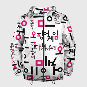 Мужская ветровка 3D с принтом LOGO PATTERN | SQUID GAME в Новосибирске, 100% полиэстер | подол и капюшон оформлены резинкой с фиксаторами, два кармана без застежек по бокам, один потайной карман на груди | logo | logo pattern | netflix | pattern | squid game | игра | игра в кальмара | лого | логотип | нетфликс | паттерн | сериал