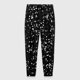 Мужские брюки 3D с принтом ЧБ мозаика в Екатеринбурге, 100% полиэстер | манжеты по низу, эластичный пояс регулируется шнурком, по бокам два кармана без застежек, внутренняя часть кармана из мелкой сетки | белый | мозаика | пиксели | точки | черный
