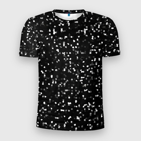 Мужская футболка 3D Slim с принтом ЧБ мозаика в Кировске, 100% полиэстер с улучшенными характеристиками | приталенный силуэт, круглая горловина, широкие плечи, сужается к линии бедра | белый | мозаика | пиксели | точки | черный