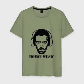 Мужская футболка хлопок с принтом Dr. House music в Петрозаводске, 100% хлопок | прямой крой, круглый вырез горловины, длина до линии бедер, слегка спущенное плечо. | dr. house | house music | доктор хаус | музыка | хаус