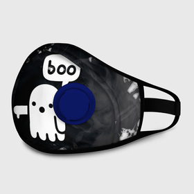 Маска из неопрена с принтом ХЕЛЛУОИН ПРИВЕДЕНИЕ БУ   HALLOWEEN GHOST BOO в городе Новоалтайск, неопрен 100% | Форма огибающая нос. Резинки для ушей с дополнительной резинкой на затылке. Клапан для выдоха для активного дыхания при занятиях спортом. Эластичный материал маски и окантовки для лучшего растяжения и прилегания маски.  | Тематика изображения на принте: bats | bones | ghost | halloween | pumpkin | skull | кости | летучие мыши | приведение | призрак | скелет | тыква | хеллоуин | хоррор | хэллоуин