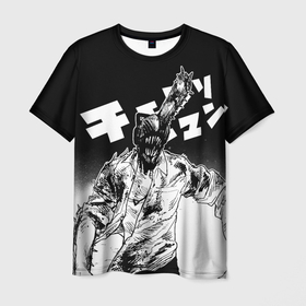 Мужская футболка 3D с принтом Человек бензопила (Chainsaw Man) в Белгороде, 100% полиэфир | прямой крой, круглый вырез горловины, длина до линии бедер | chainsaw man | аниме | бензопила | демон бензопилы | дэнджи | манга | охотник на демонов | почита | человекбензопила