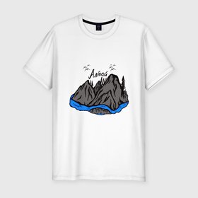 Мужская футболка хлопок Slim с принтом Алтай горы в Тюмени, 92% хлопок, 8% лайкра | приталенный силуэт, круглый вырез ворота, длина до линии бедра, короткий рукав | altay | chemal | mount | алтай | горы | природа | путишествие | россия | сибирь | туризм | турист | чемал