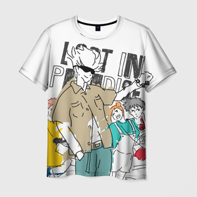 Мужская футболка 3D с принтом Сатору Годжо   Jujutsu Kaisen в Белгороде, 100% полиэфир | прямой крой, круглый вырез горловины, длина до линии бедер | ending | jujutsu kaisen | lost in paradise | аниме | дзюдзюцу кайсэн | магическая битва | манга | сатору годжо | эндинг