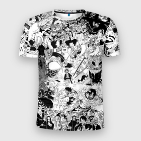 Мужская футболка 3D спортивная с принтом One Piece Манга страницы в Белгороде, 100% полиэстер с улучшенными характеристиками | приталенный силуэт, круглая горловина, широкие плечи, сужается к линии бедра | anime | manga | one piece | аниме | большой куш | ван пис | манга | раскадровка | страницы