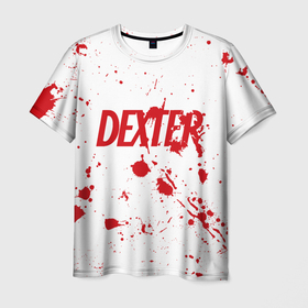 Мужская футболка 3D с принтом Dexter logo Декстер брызги крови в Курске, 100% полиэфир | прямой крой, круглый вырез горловины, длина до линии бедер | blood | darkly dreaming dexter | dexter | dexter morgan | logo | брызги крови | декстер | декстер морган | дремлющий демон декстера | кровь | лого | майами | правосудие декстера | судмедэксперт | хэллоуин