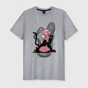 Мужская футболка хлопок Slim с принтом Halloween devil kitty girl 2021 в Петрозаводске, 92% хлопок, 8% лайкра | приталенный силуэт, круглый вырез ворота, длина до линии бедра, короткий рукав | котенок | милый | страшный | хеллоуин | чертик